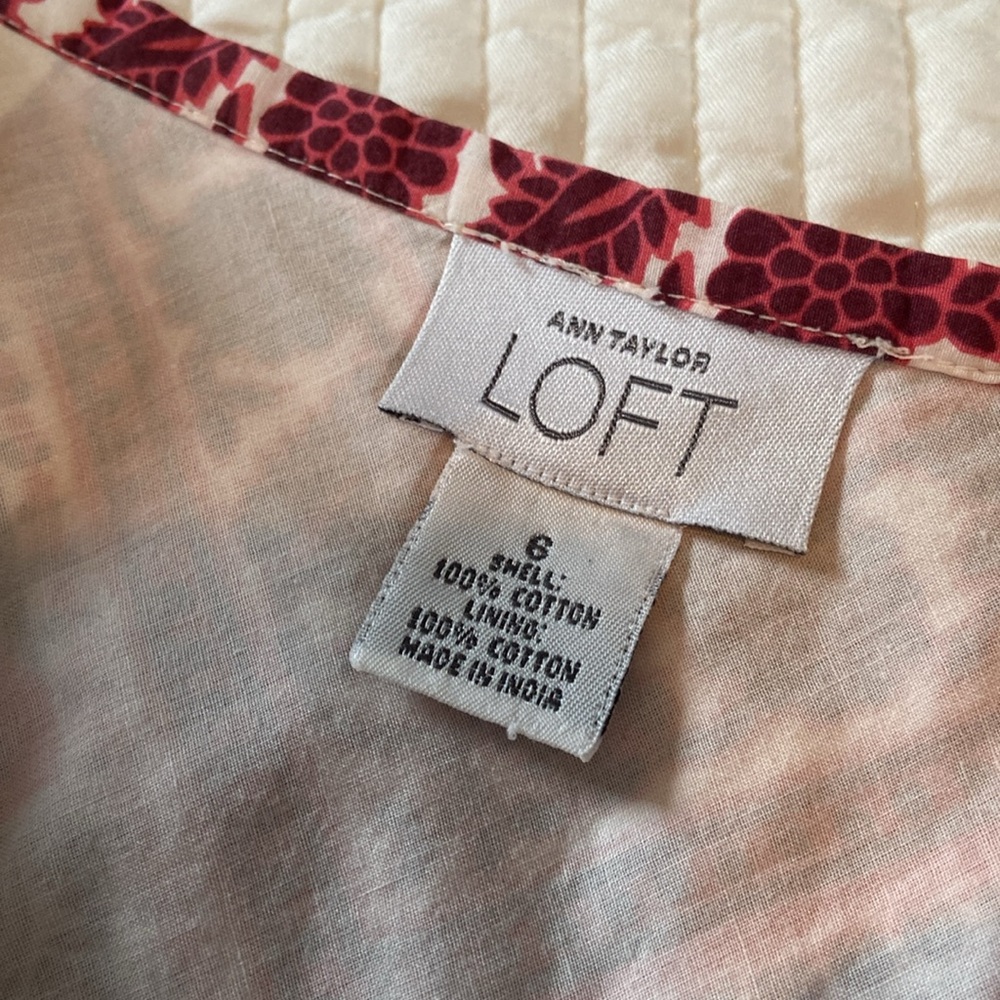 Ann Taylor Loft Red Print Skirt Size 6 100% Cotton - Picture 4 of 4